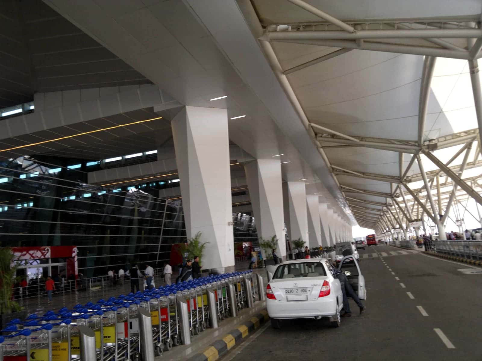 Departure terminal entrance at Indira Gandhi International Airport Terminal 3, New Delhi