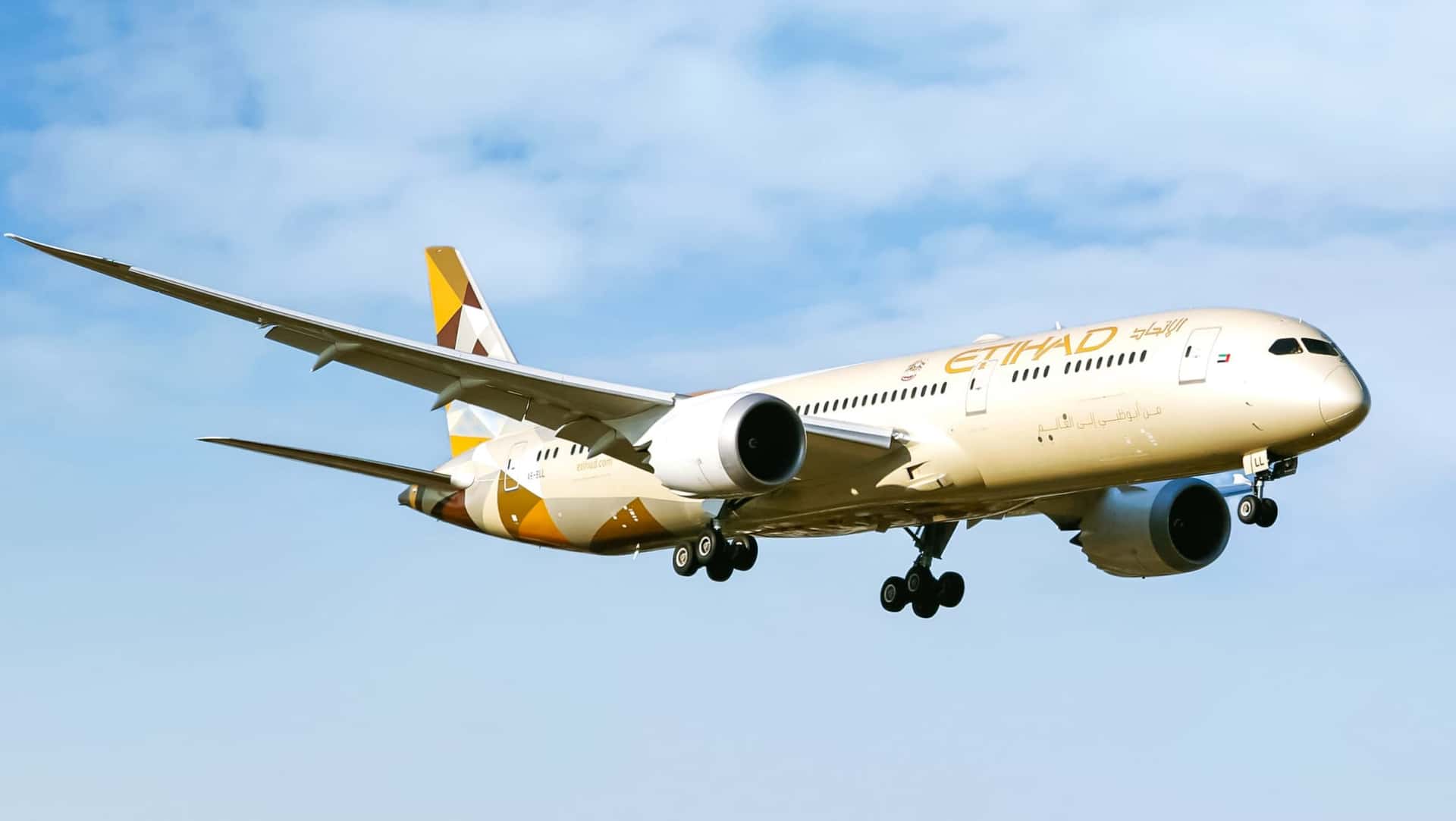 Etihad Airways Boeing 787-9 Dreamliner, the aircraft type serving several of Etihad's newer Indian destinations