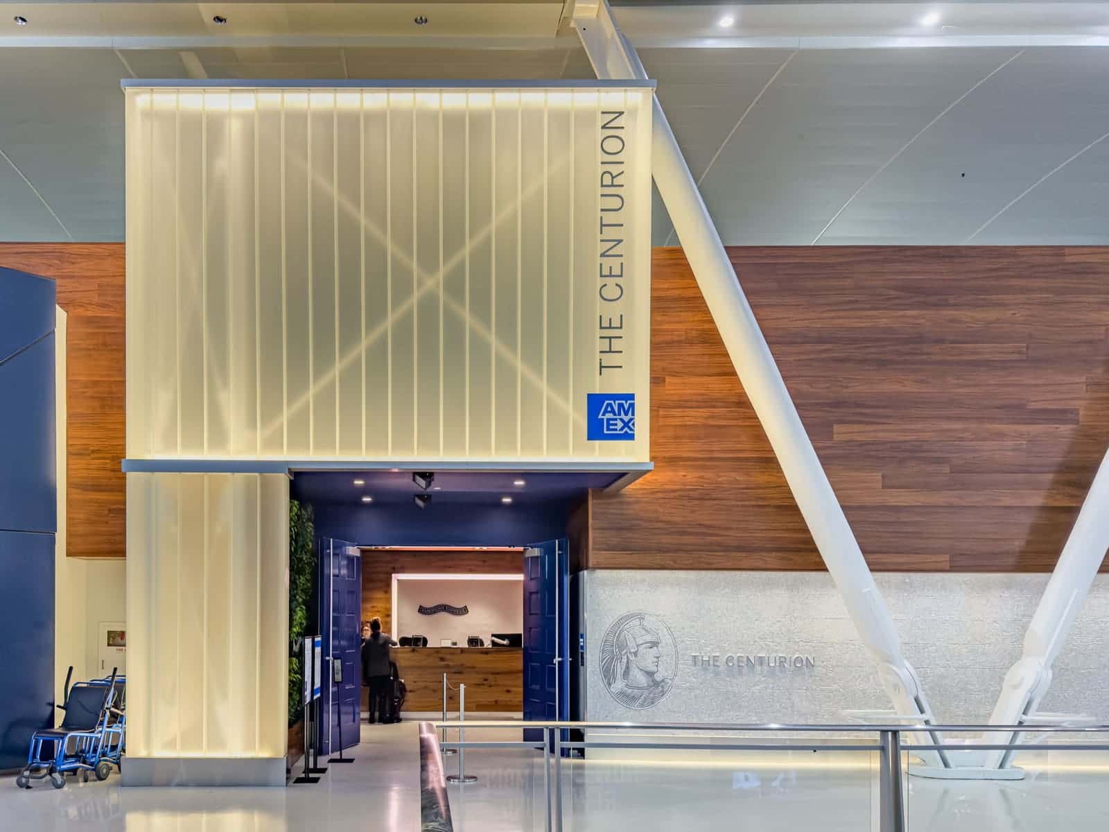 Interior of an airport lounge in JFK Terminal 4, where Air India's Delhi flights depart