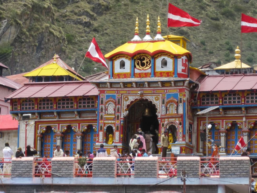 Badrinath Temple, situated at roughly 3,100 meters, one of the four Char Dham shrines