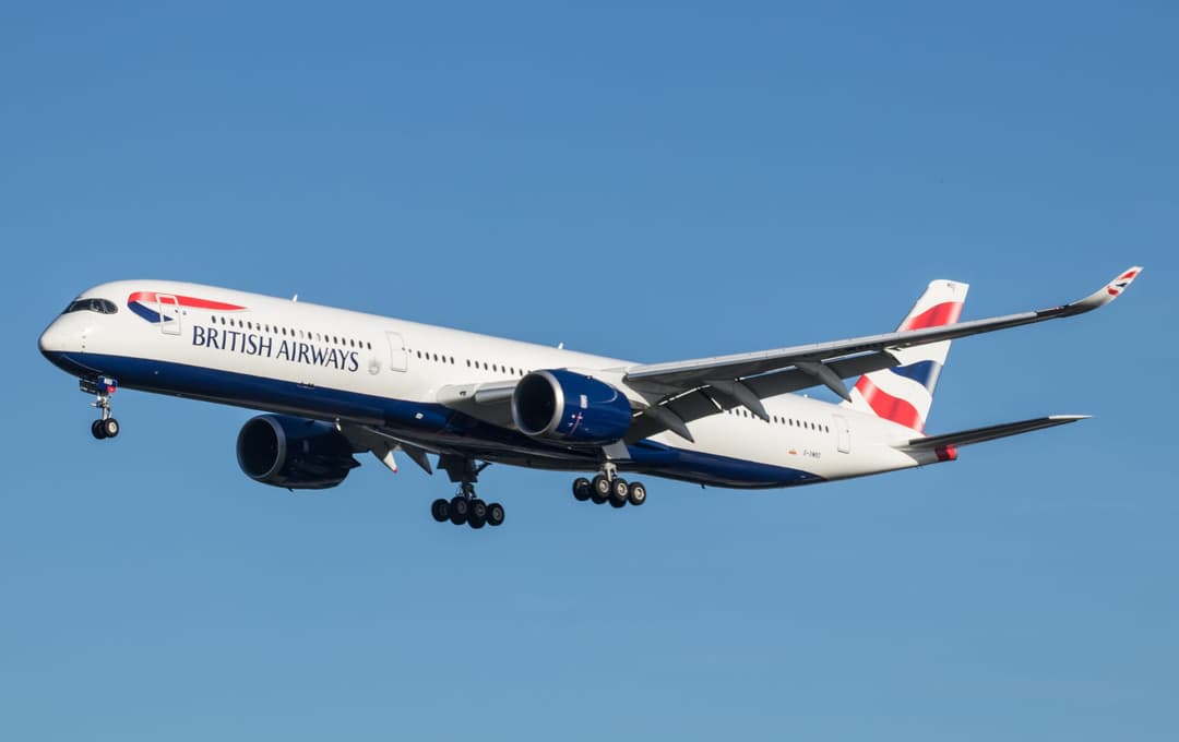 British Airways Airbus A350-1000, one of the aircraft types serving the airline's Indian routes including Bengaluru