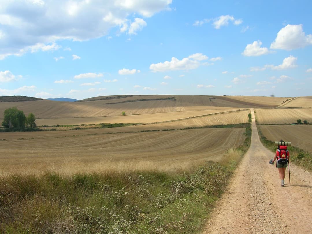 A gravel pathway along the Camino de Santiago pilgrimage route through Castile and León, Spain
