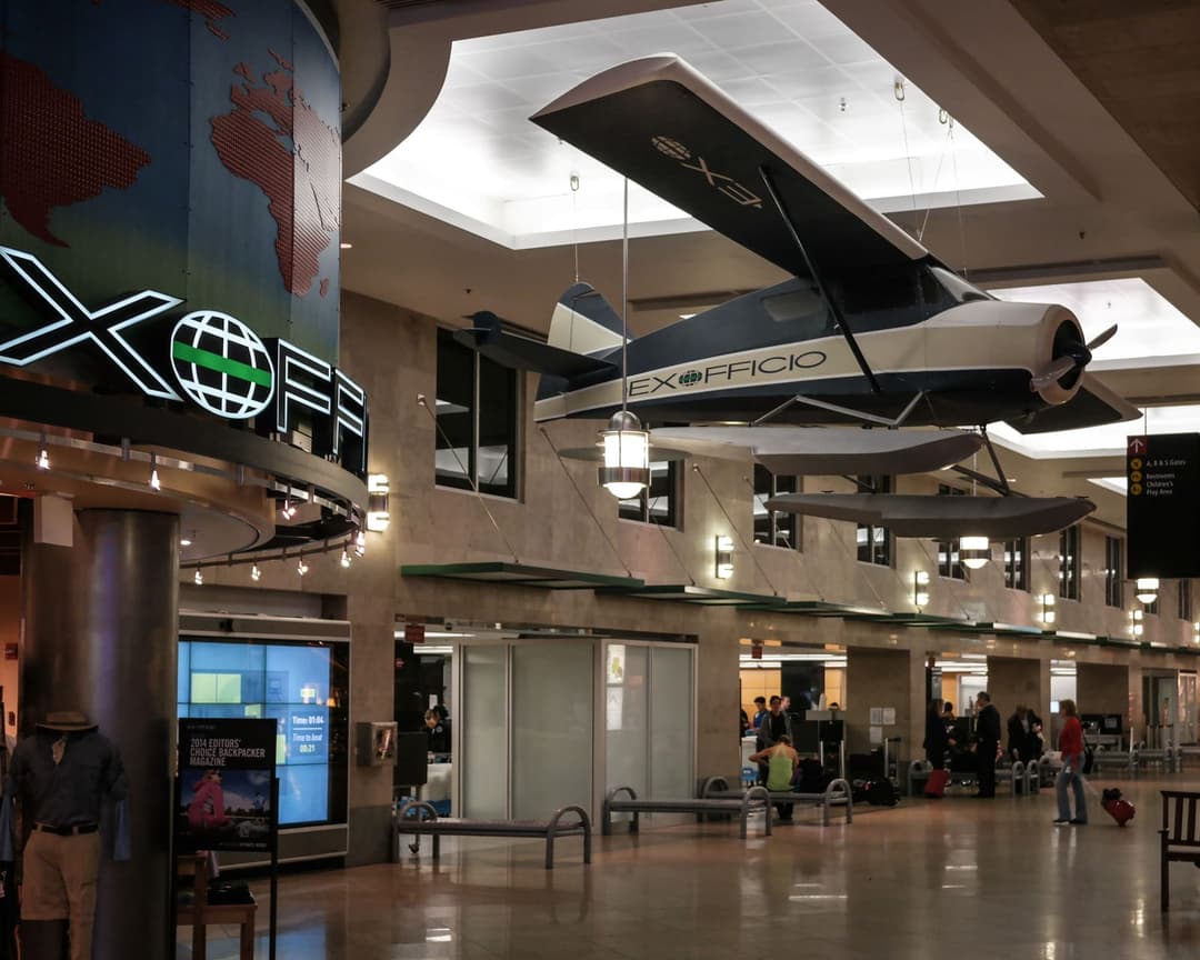 Exterior photograph of Seattle-Tacoma International Airport's terminal building