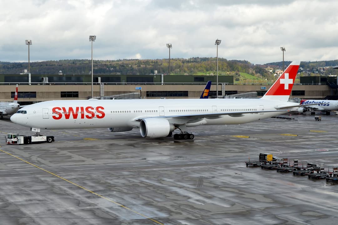 Swiss International Air Lines Boeing 777-300ER, the aircraft type that serves as Swiss's workhorse on long-haul Asian routes including India