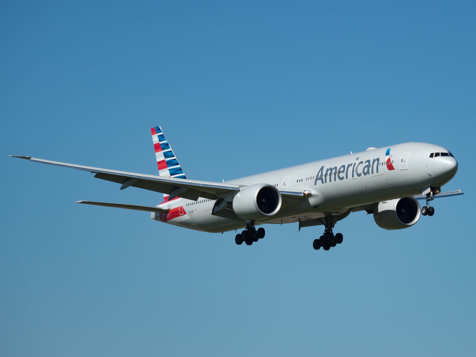 American Airlines Boeing 777-300ER, the aircraft that flies the airline's only nonstop India route, New York JFK to Delhi